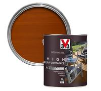 V33 High Performance Decking Oil, Teak, 2.5L | Beautifies & revives, Highly durable formula, UV & extreme weather resistant, Anti-slip, Fast-drying