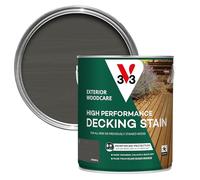 V33 High Performance Decking Stain - Long-Lasting Weather Protection - UV-Resistant - Anti-Slip - Biosourced Formula - Gunmetal 2.5 litres