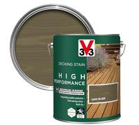 V33 High Performance Decking Stain - Long-Lasting Weather Protection - UV-Resistant - Anti-Slip - Biosourced Formula - Dark Silver 5 litres