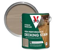 V33 High Performance Decking Stain - Long-Lasting Weather Protection - UV-Resistant - Anti-Slip - Biosourced Formula - Light Silver 5 litres