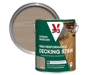 V33 High Performance Decking Stain - Long-Lasting Weather Protection - UV-Resistant - Anti-Slip - Biosourced Formula - Light Silver 5 litres