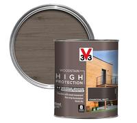 V33 High Protection Woodstain for Exterior Wood, Charcoal Grey Matt, 750ml | 8-year guarantee, Water-repellent & microporous, Two-coat application, Quick-drying, Non-drip formula