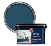 V33 Renovation Multi-Surface Paint - No Undercoat Needed - Over 20 Surfaces - Resistance To Water Stains & Impact - High Coverage - Turquin Blue Satin 2 Litres