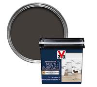 V33 Renovation Multi-Surface Paint - No Undercoat Needed - Over 20 Surfaces - Resistance To Water Stains & Impact - High Coverage - Graphite Black Satin 750ml