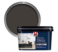 V33 Renovation Multi-Surface Paint - No Undercoat Needed - Over 20 Surfaces - Resistance To Water Stains & Impact - High Coverage - Graphite Black Satin 2 Litres