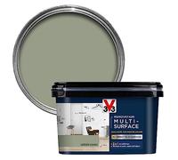 V33 Renovation Multi-Surface Paint - No Undercoat Needed - Over 20 Surfaces - Resistance To Water Stains & Impact - High Coverage - Khaki Green Satin 2 Litres