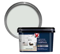 V33 Renovation Multi-Surface Paint - No Undercoat Needed - Over 20 Surfaces - Resistance To Water Stains & Impact - High Coverage - Porcelain Grey Satin 2 Litres