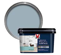 V33 Renovation Multi-Surface Paint - No Undercoat Needed - Over 20 Surfaces - Resistance To Water Stains & Impact - High Coverage - Grey Blue Satin 2 Litres