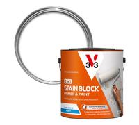 V33 Stain Block 2 in 1 Paint for Walls & Ceilings, Pure White Matt, 2.5L