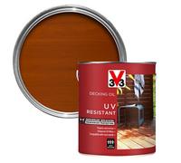 V33 UV Resistant Decking Oil - Protects & Revives - Enhanced UV Filters - Water-Repellent - Teak 5 Litres