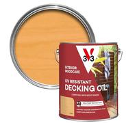 V33 UV Resistant Decking Oil, Clear, 5L | Long-lasting UV protection, Nourishes & waterproofs, Natural matt finish, Microporous formula
