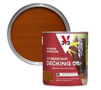 V33 UV Resistant Decking Oil, Teak, 2.5L | Long-lasting UV protection, Nourishes & waterproofs, Natural matt finish, Microporous formula