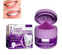 V34 Purple Corrector Teeth Whitening Powder Tooth Stain Removal Oral, Teeth Whitening Booster, Purple Teeth Whitening Sensitive Teeth Powder for Against Yellow Teeth (1pcs)