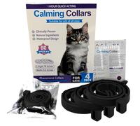 V3OHUB - 4 Pack Cat Calming Collar, Pheromone-Infused Behaviour Support - Clinically Proven Anti-Stress & Anxiety Relief for Cats - Waterproof, Adjustable, Lasting Comfort (Black)