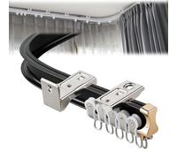 V3VOGUE Balcony Curtain Track Bendable Curtain Rods, Aluminium Curved Straight Rails, Bay Window U-Shape L-Shape Curtain Track Curved Rail Slider With Multiple Mute Pulley Runners