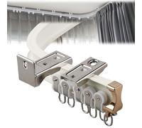 V3VOGUE Balcony Curtain Track Bendable Curtain Rods, Aluminium Curved Straight Rails, Bay Window U-Shape L-Shape Curtain Track Curved Rail Slider With Multiple Mute Pulley Runners