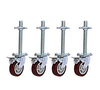V3VOGUE Caster Wheels Heavy Duty 6 Inch Locking Swivel Casters, Adjustable Legs Castors For Industrial Alloy Scaffold Tower, Stem Castors For Scaffolding With Brakes, 500 KG Load Capacity