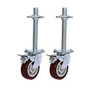 V3VOGUE Caster Wheels Heavy Duty 6 Inch Locking Swivel Casters, Adjustable Legs Castors For Industrial Alloy Scaffold Tower, Stem Castors For Scaffolding With Brakes, 500 KG Load Capacity