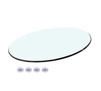 V3VOGUE Round Tempered Glass Dining Table Top, 28" Diameter, Clear, Polished Edge, Modern Style, Indoor/Outdoor Use