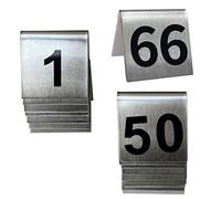 V3VOGUE Stainless Steel Table Number Signs 1-50, Tent Style, Double Side Numbers, Durable for Weddings, Restaurants, Cafes, Conference Lectures