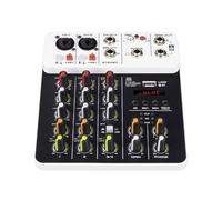 V4 4 Channels Audio Mixer With Bluetooth USB 48V Phantom Power Delay Repaeat Effect For Sound Mixing Console PC Recording(White)