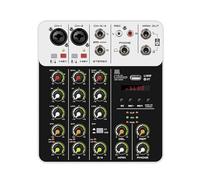 V4 Audio Mixer DJ Controller Mixer, 5.0 Bluetooth 48V Phantom Power, Low Bottom Noise For Mixing Console PC Recording(V4-white)