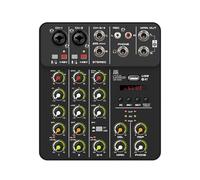 V4 Audio Mixer DJ Controller Mixer, 5.0 Bluetooth 48V Phantom Power, Low Bottom Noise For Mixing Console PC Recording(V4-black)