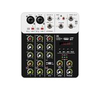 V4 Audio Mixer DJ Controller Mixer, 5.0 Bluetooth 48V Phantom Power, Low Bottom Noise For Mixing Console PC Recording Easy To Use(White)