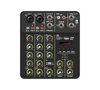 V4 Audio Mixer DJ Controller Mixer, 5.0 Bluetooth 48V Phantom Power, Low Bottom Noise For Mixing Console PC Recording(Black)