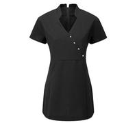 V4B Ladies Spa Salon Uniform Tunic Beauty Therapist Workwear (8, Black)