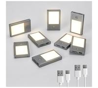 V4light Rechargeable Motion Sensor Night Light, 8-Pack Grey, 3000K