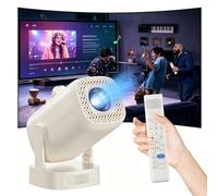 V5 KTV Mini Projector with Wifi and Bluetooth, 200 ANSI 720P, 4Ω 3W Speaker, Keystone Correction, 1 VoiceMic Remote Included, Portable Smart Projector for Bedroom, Outdoor Movies, Karaoke (V5)