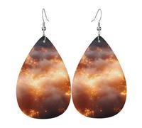v5sr2v0w Women's Teardrop Leather Earrings - Lightweight PVC Dangle Earrings, 925 Silver Hooks, Double-Sided Prints | Hypoallergenic Gift