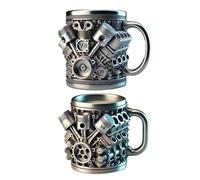 V6 V8 Engines Stainless Steel Cup, 2Packs Personalized Creative Car Engine Coffee Mug, 11oz Reusable Novelty Drinkware, Double Wall Insulated Water Cup for Homes Offices Car Lovers Gift