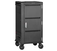 V7 30 Devices USB-C PD Prewired EU Charge Cart Secure, Store and Charge Chromebooks, Notebooks and Tablets. Padded shelves with durable dividers, rubber casters, IEC 62368-1 Certified
