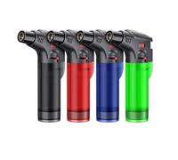 V7® 4 Pack of Torch Lighter, Powerful Windproof Jet Flame, Butane Gas Refill, with Safety Lock, Mini Torch Lighters for Candle, Firework