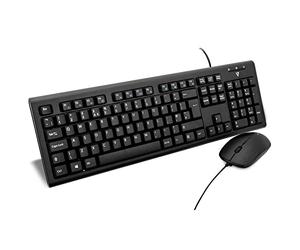 V7 CKU200UK Keyboard and Mouse Combo USB/PS2 English Layout (UK, Wired, USB, PS2-Adapter, Media-Hot-Keys), Black