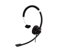 V7 Deluxe Mono Headset, boom mic, Adjustable Headband for PC, Mac, Laptop Computer, Chromebook, Black, 3.5mm connector