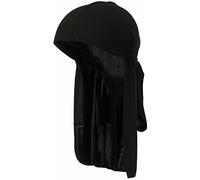 V7® Durag Black Stretchable Breathable Headwraps Headband With Extra Long Tail And Wide Straps Wrinkle Free 360 Wave One Size Fits All 100% Polyester Superior Quality Men Women Unisex