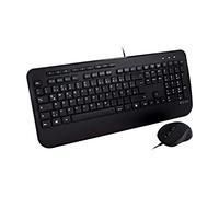 V7 Full Size USB Keyboard with Palm Rest and Ambidextrous Mouse Combo - DE