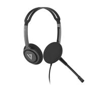 V7 HA212-2EP Lightweight On-Ear Stereo Headset with Noise-Cancelling 270° Rotating Mic, 3.5mm Plug-and-Play, and Adjustable Headband