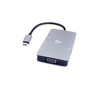 V7 USB-C Hub, HDMI 4K, VGA, Gigabit Ethernet, 2x USB 3.2, 100W PD | USB-C multiport adapter with 4K HDMI, VGA, Gigabit Ethernet, 2x USB 3.2, USB-C data and 100W Power Delivery