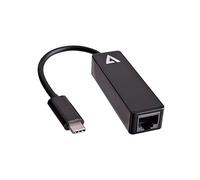 V7 USB-C male to Ethernet RJ45 female Adapter Black