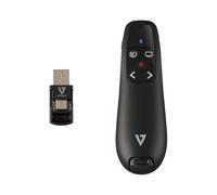 V7 WP500C Wireless Presenter Dual USB-C + USB-A - 2.40 GHz RF - Black - Red Laser Pointer - 5 Button(s) - Wireless - Radio Frequency - USB - Storable USB Receiver slot