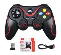 V8 2.4G Wireless Game Controller Wireless Joystick Gamepad BT PC Game Controller Dual Vibration for Android/iOS/PC/PS3/Switch/Mobile Phone (Black)