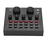 V8 Audio Sound Card, Black External Bluetooth Audio Mixer, Portable PC Karaoke Live Broadcast DJ Sound Controller, Multi-Voice Changing Sound Card, 7 Kinds of Connection Methods etc.