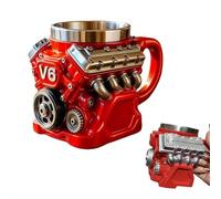 V8 Engine Coffee Mug, Car Engine Themed Coffee Mug, Personalized Creative Retro-Styled Mechanic Cup with Double Wall Insulation Perfect for Father's Day, Husband, Mechanic, Car Enthusiast Cool Gifts