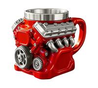 V8 Engine Coffee Mug Stainless Steel Double-Wall Insulated, Compatible with Car Lovers, Mechanics & Fathers A