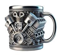 V8 Engine Stainless Steel Mug, Durable Stainless Steel Realistic Engine Shaped Coffee Mug Realistic 3D Car Engine Design, Creative Car Engines Design Gift Coffee Cup for Cars Enthusiasts & Racing Fans