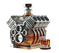 V8 Engines Shape Alcohol Decanter Bottle - Car Engine Liquor Decanter | Personalized Whiskey Carafe | Engines Whisky Bottle for Tequila, Bourbon, Brandy, Birthday, Retiremen for Car Lovers